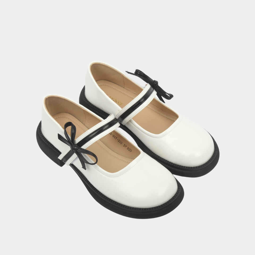 Chunky Mary Jane Loafers With Bow Strap