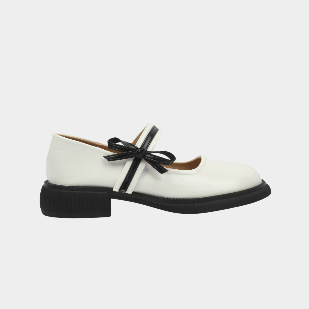 Chunky Mary Jane Loafers With Bow Strap