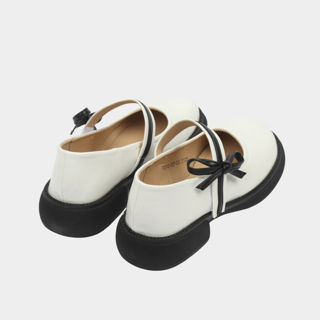 Chunky Mary Jane Loafers With Bow Strap