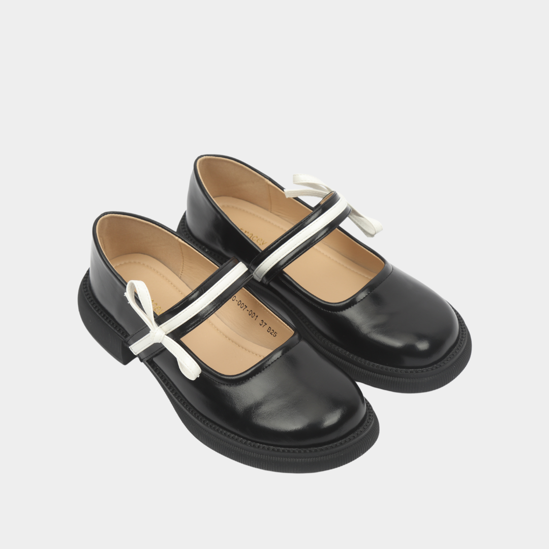 Chunky Mary Jane Loafers With Bow Strap